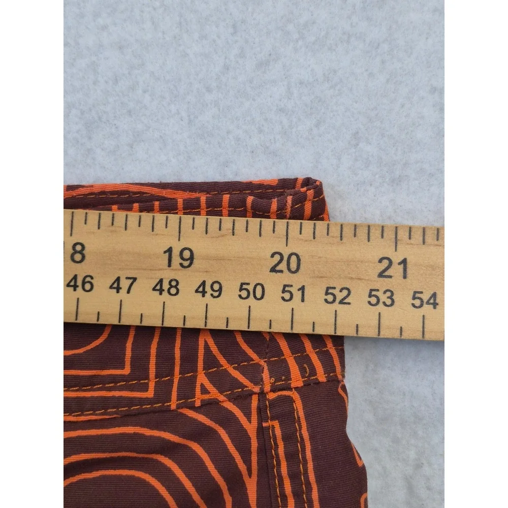 Patagonia Board Shorts Men's 40 Brown Orange Geometric Print Nylon Swim Surf